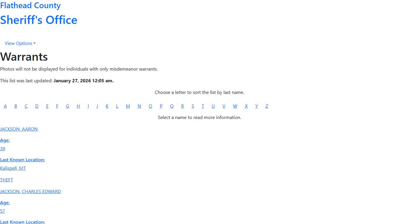 FC Sheriff's Office - Warrants